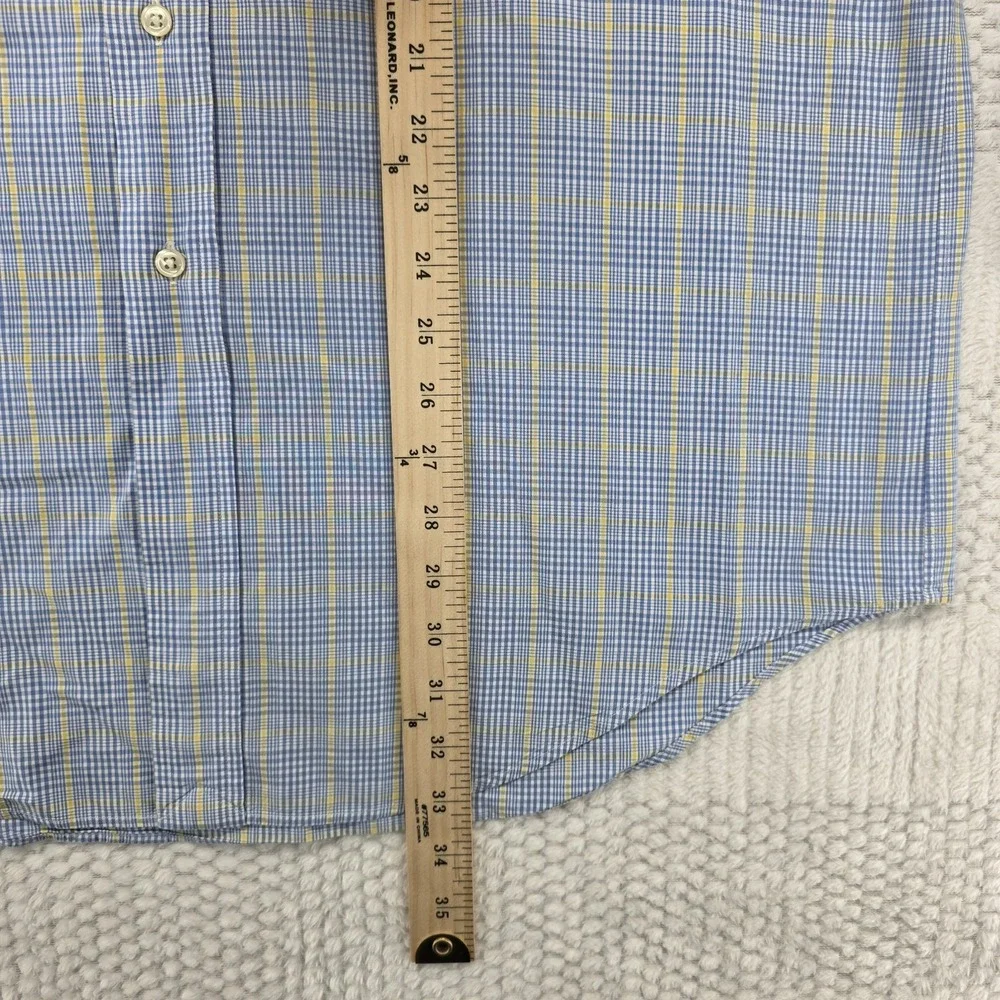 Polo Ralph Lauren Yarmouth Dress Shirt Mens L 16 32/33 Blue Plaid Oxford Pony